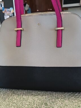 kate spade Two-Tone Dome Satchel in Cream, Black & Pink